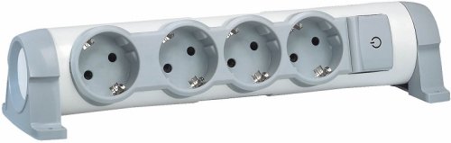 Колодка удлинителя с заземлением и выключателем Legrand Комфорт 4-м 16А 3500Вт бело-серый картинка 